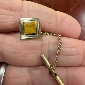 Tiger’s  eye Goldtone Tie Tac.